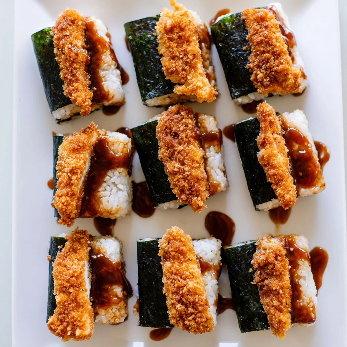 Japanese Hawaiian fusion snack showing cut cross section of tender chicken and rice