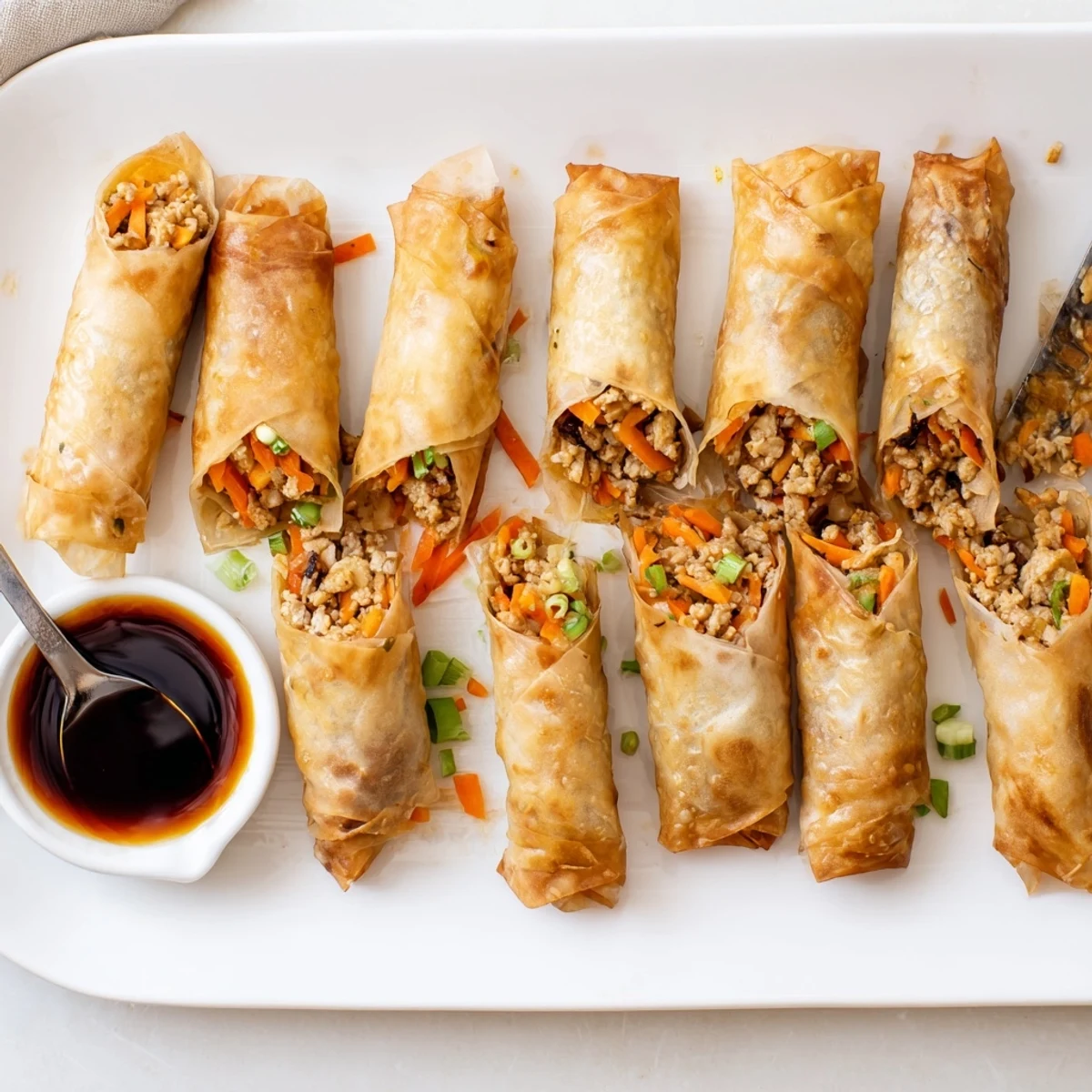 Baked rice paper spring rolls with a crunchy golden exterior and flavorful vegetable filling