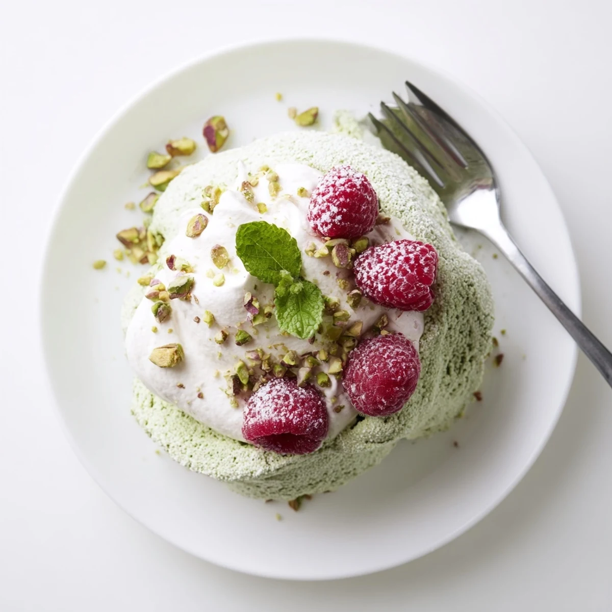 Pistachio Raspberry Meringue Nests