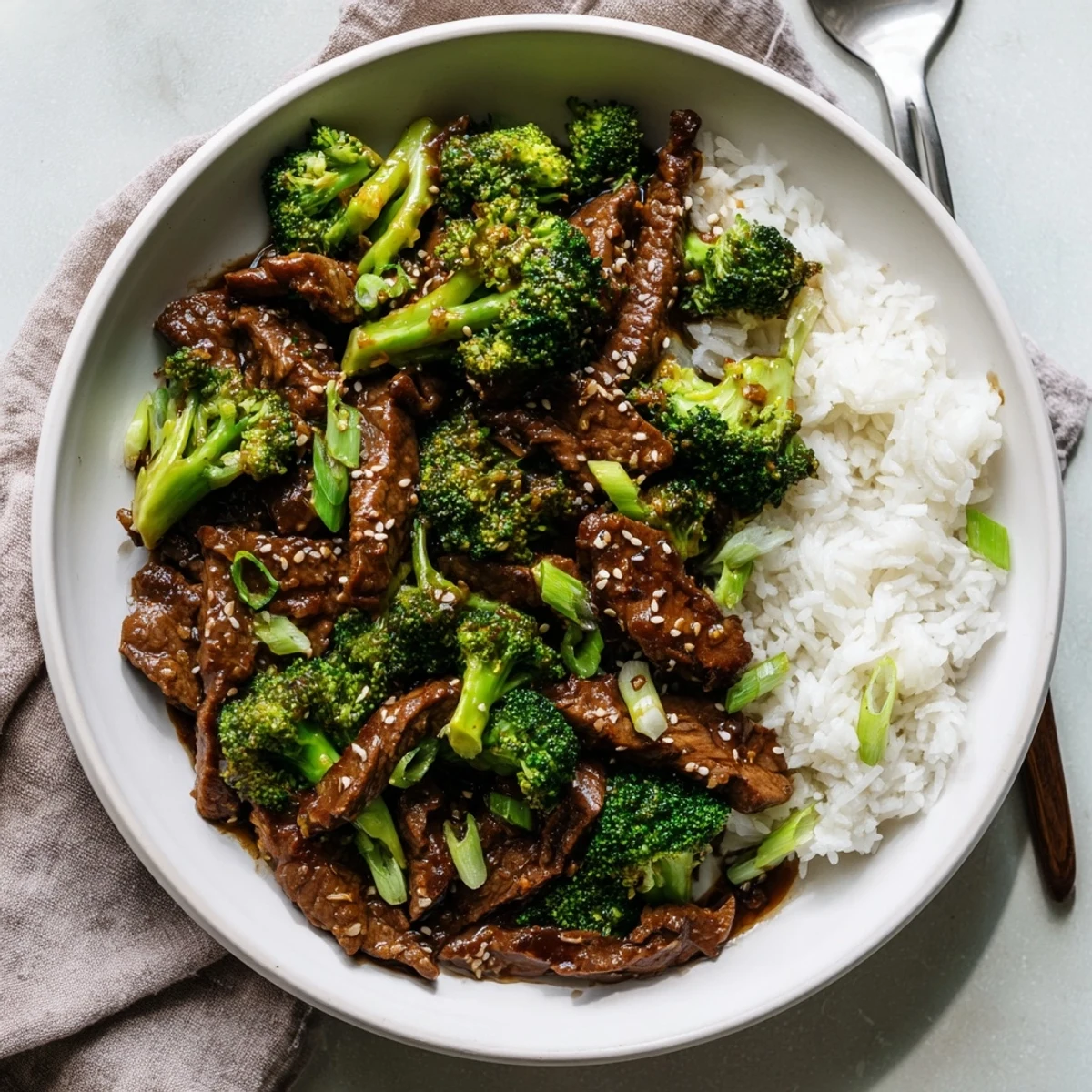 Crock pot beef and broccoli featuring crisp green florets and sliced steak drizzled with glossy dark sauce