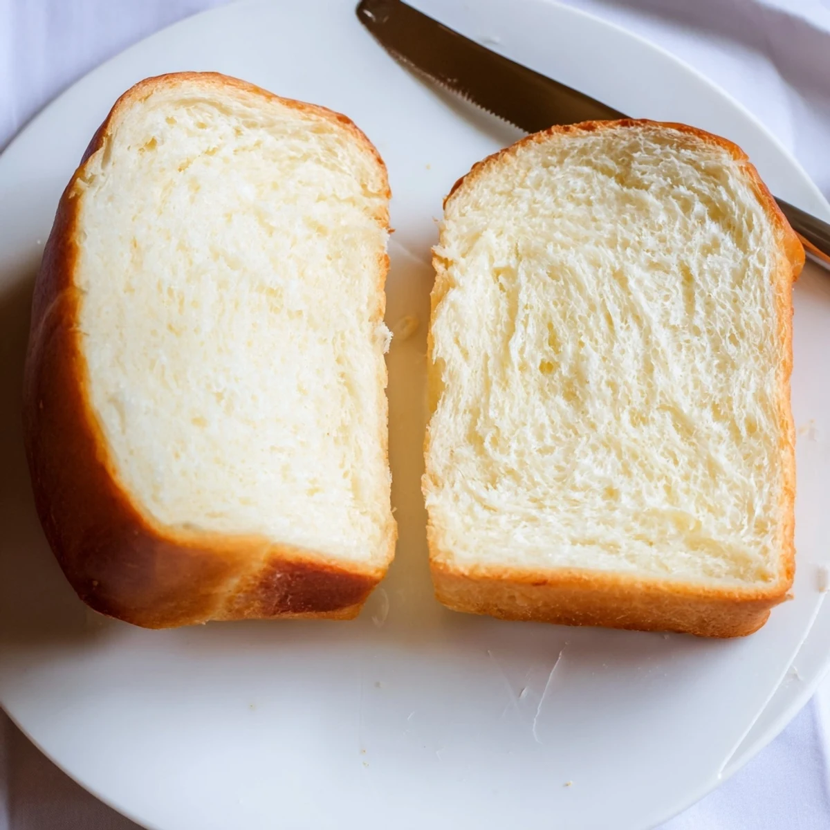 Warm slice of buttered Amish white bread showing soft interior texture and golden exterior