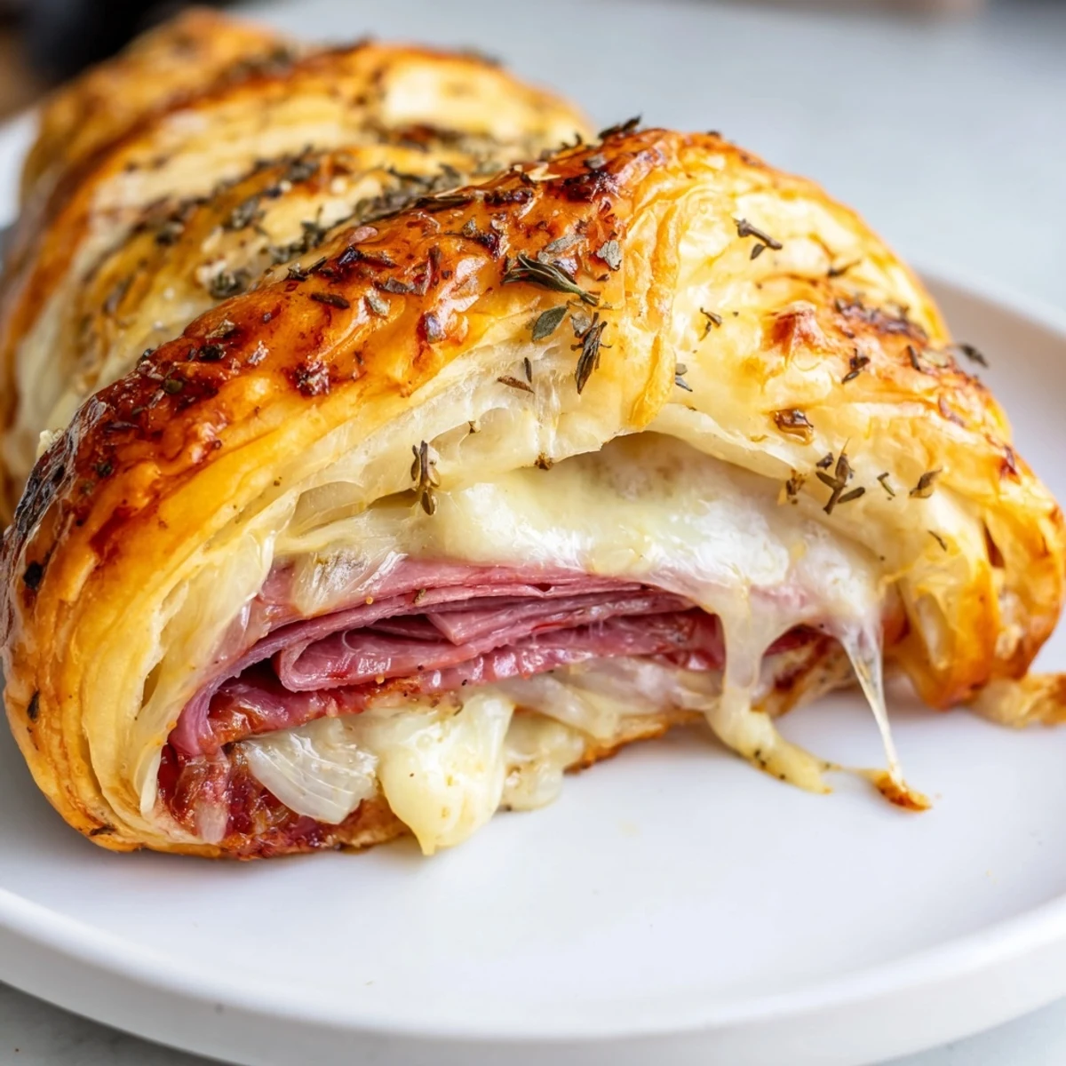 Golden Beef and Cheese French Dip Roll Ups arranged on a rustic wooden board with small bowl of rich au jus