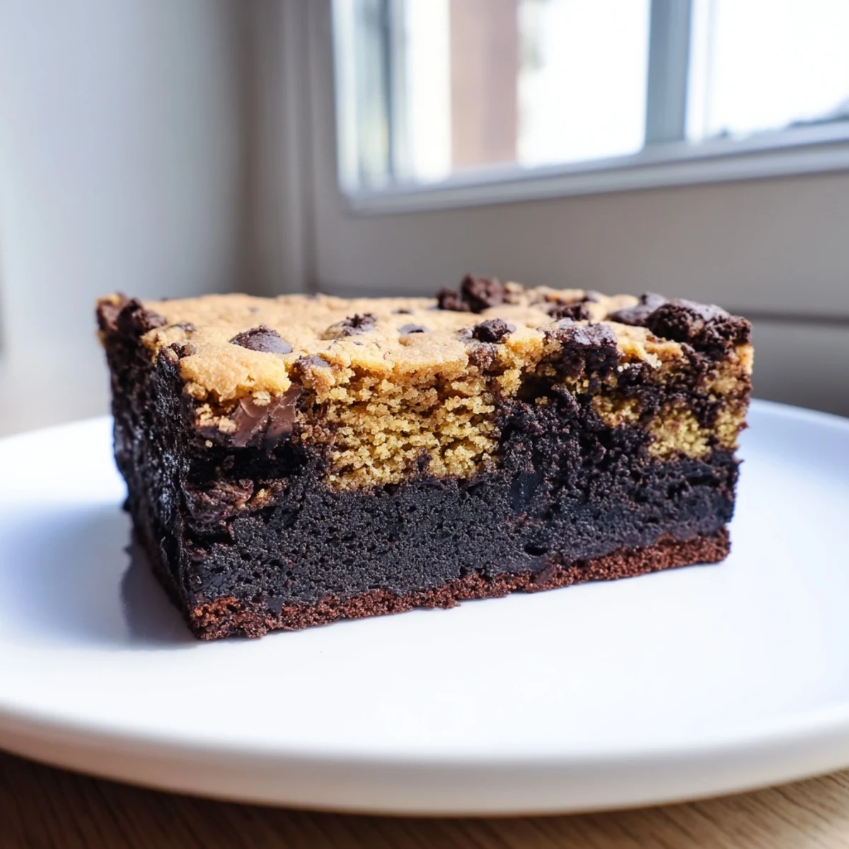 Warm double layer vegan brookies served with scoops of dairy-free ice cream