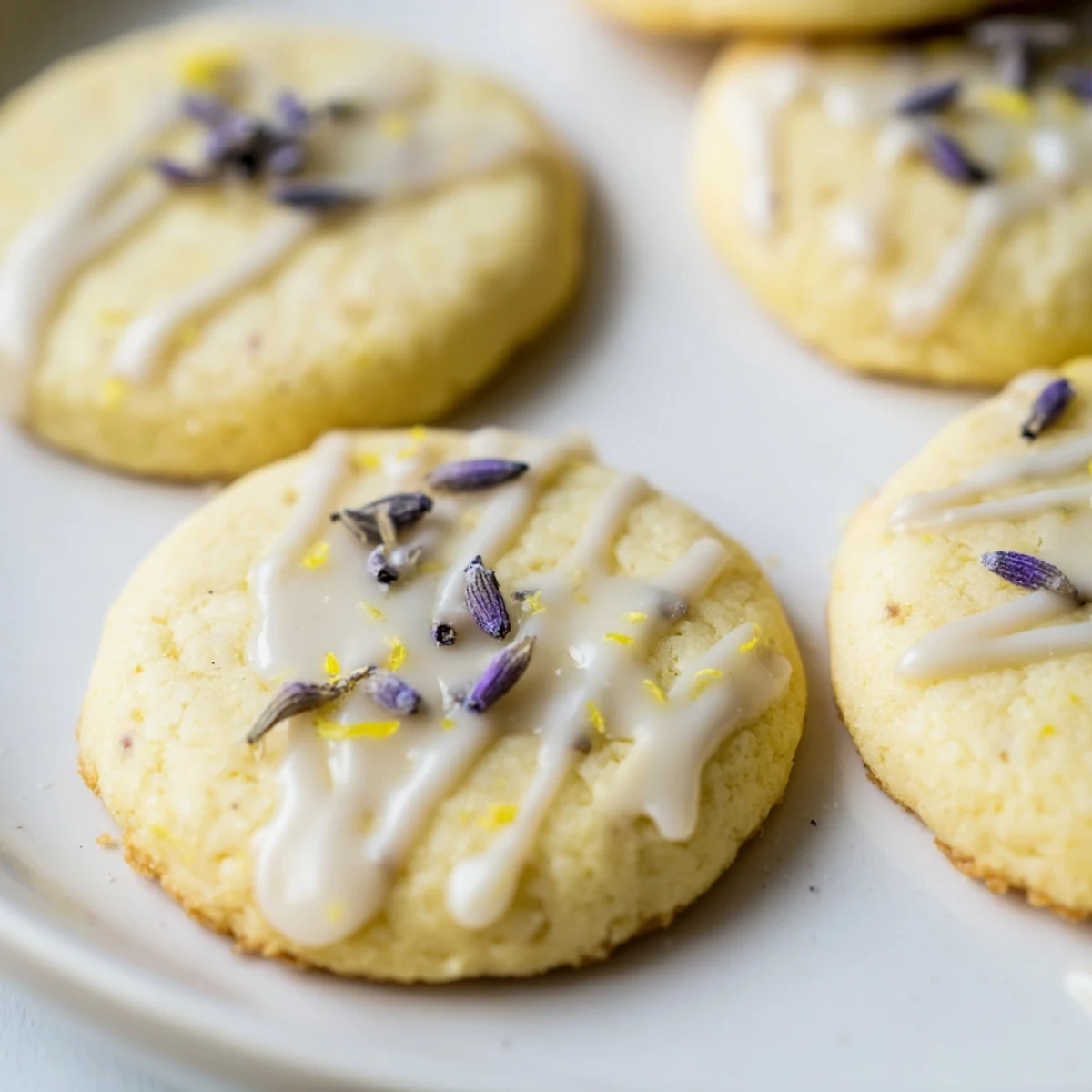 Iced Lemon Lavender Shortbread Cookies
