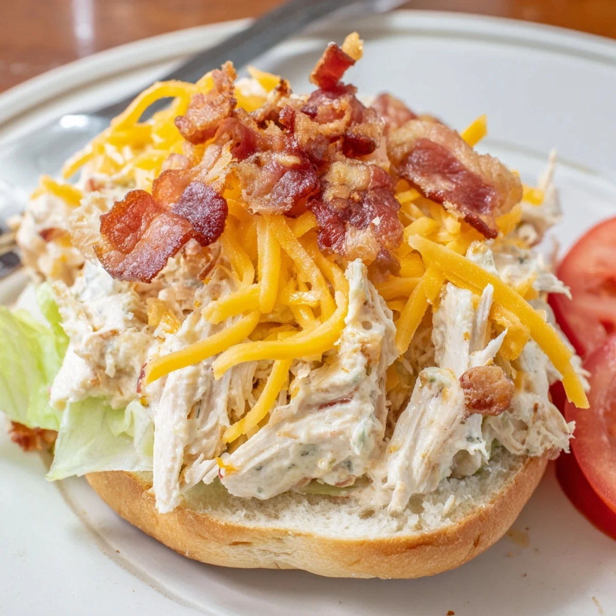 Crack Chicken Sandwiches piled high with melty cheddar, bacon, and pickles