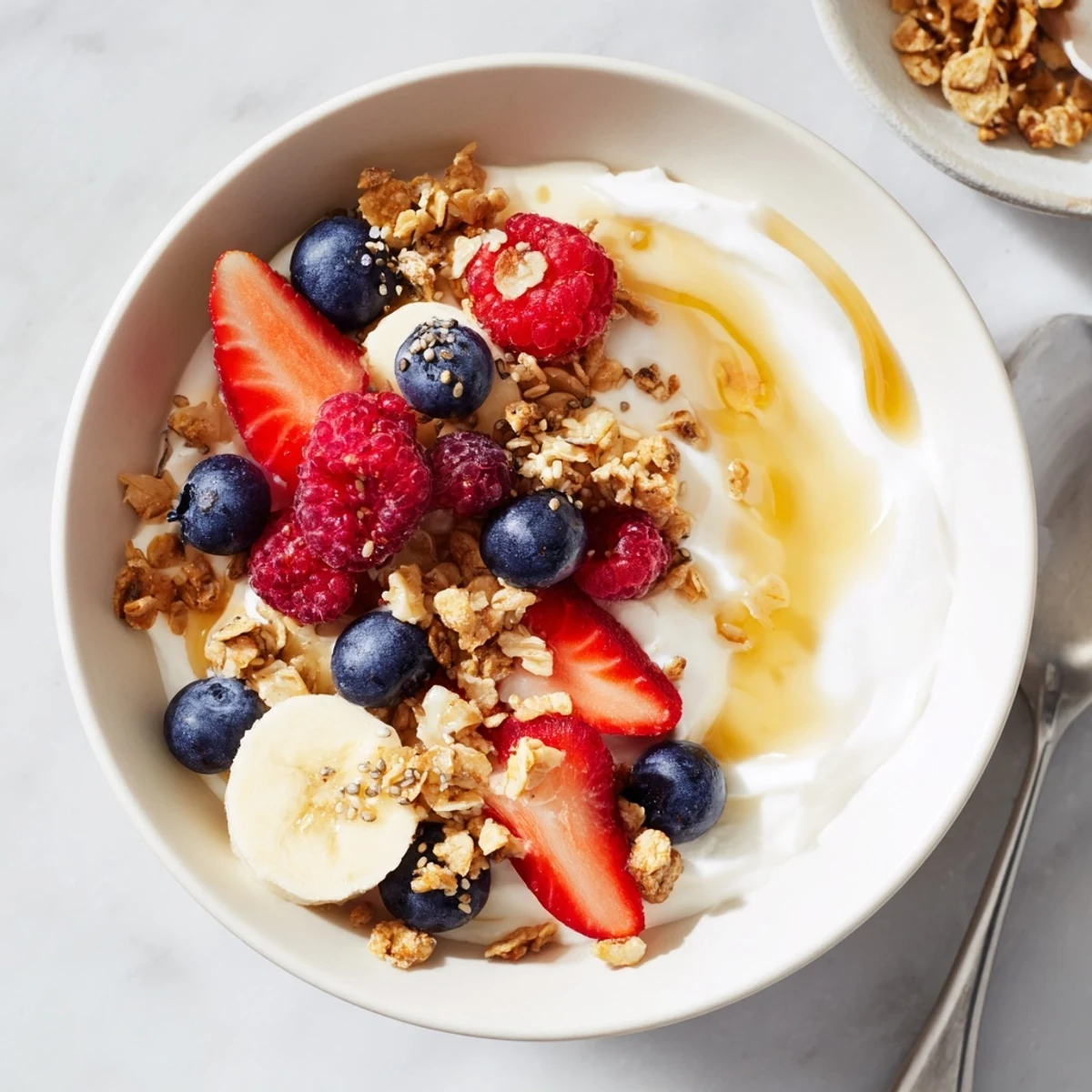 Cottage Cheese Breakfast Bowl protein-packed and ready in ten minutes, spoon included.