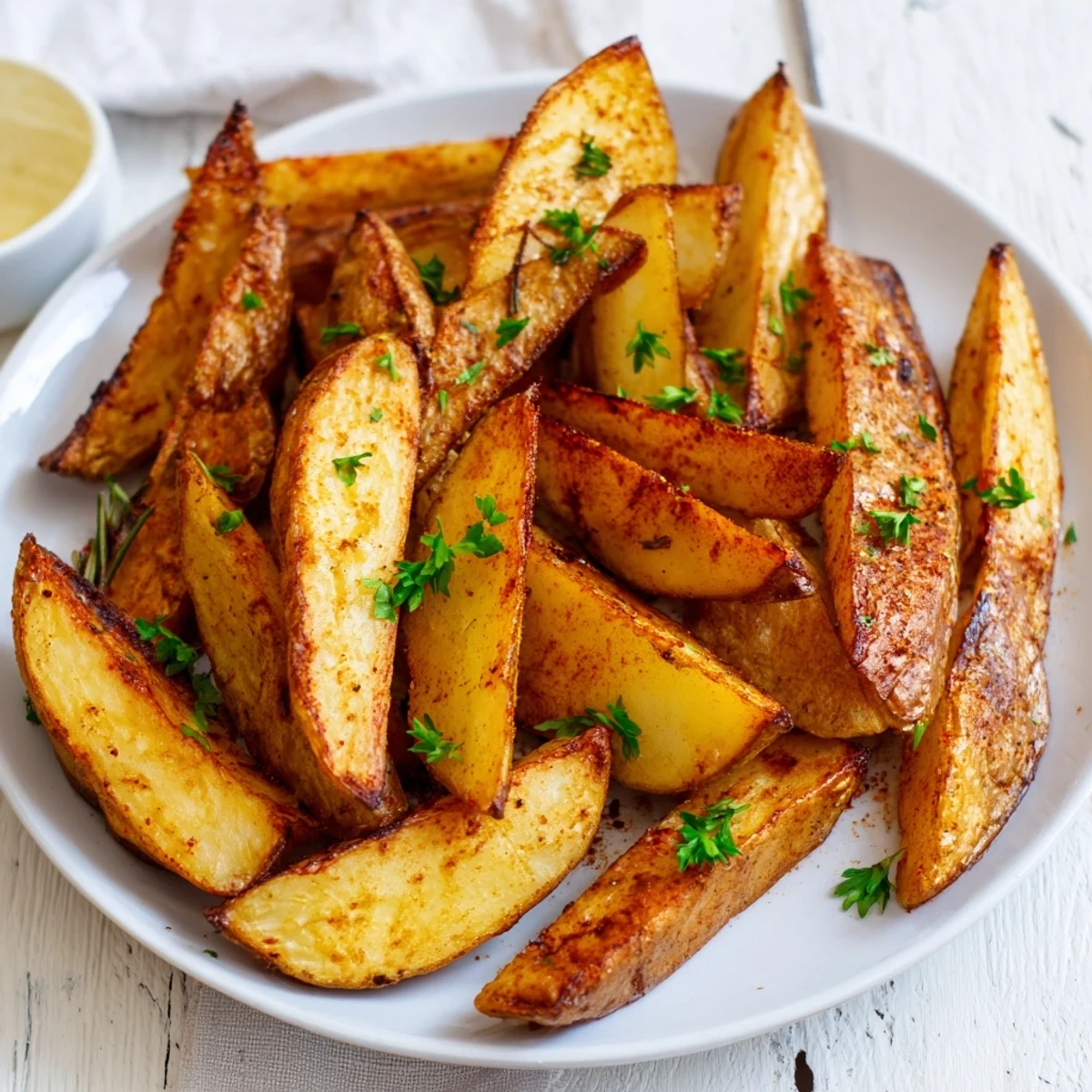 Golden Potato Wedges with oven-baked crisp edges and tender fluffy interior
