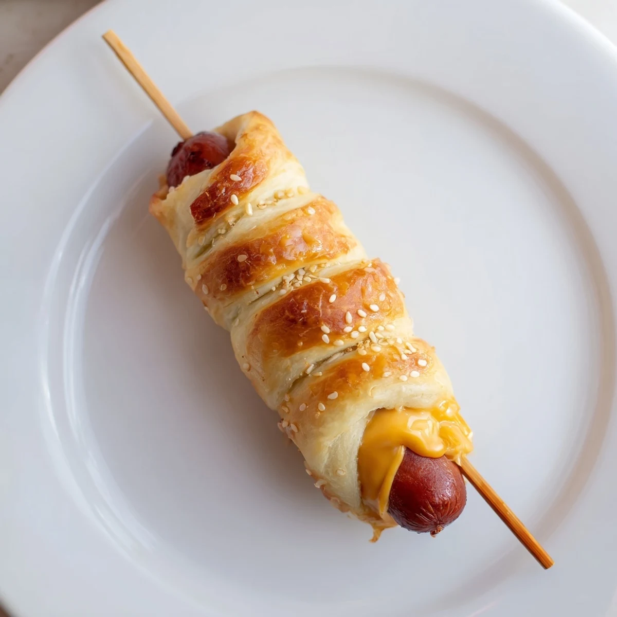 Crispy, golden-baked Firecracker Hot Dogs skewered like festive party pops