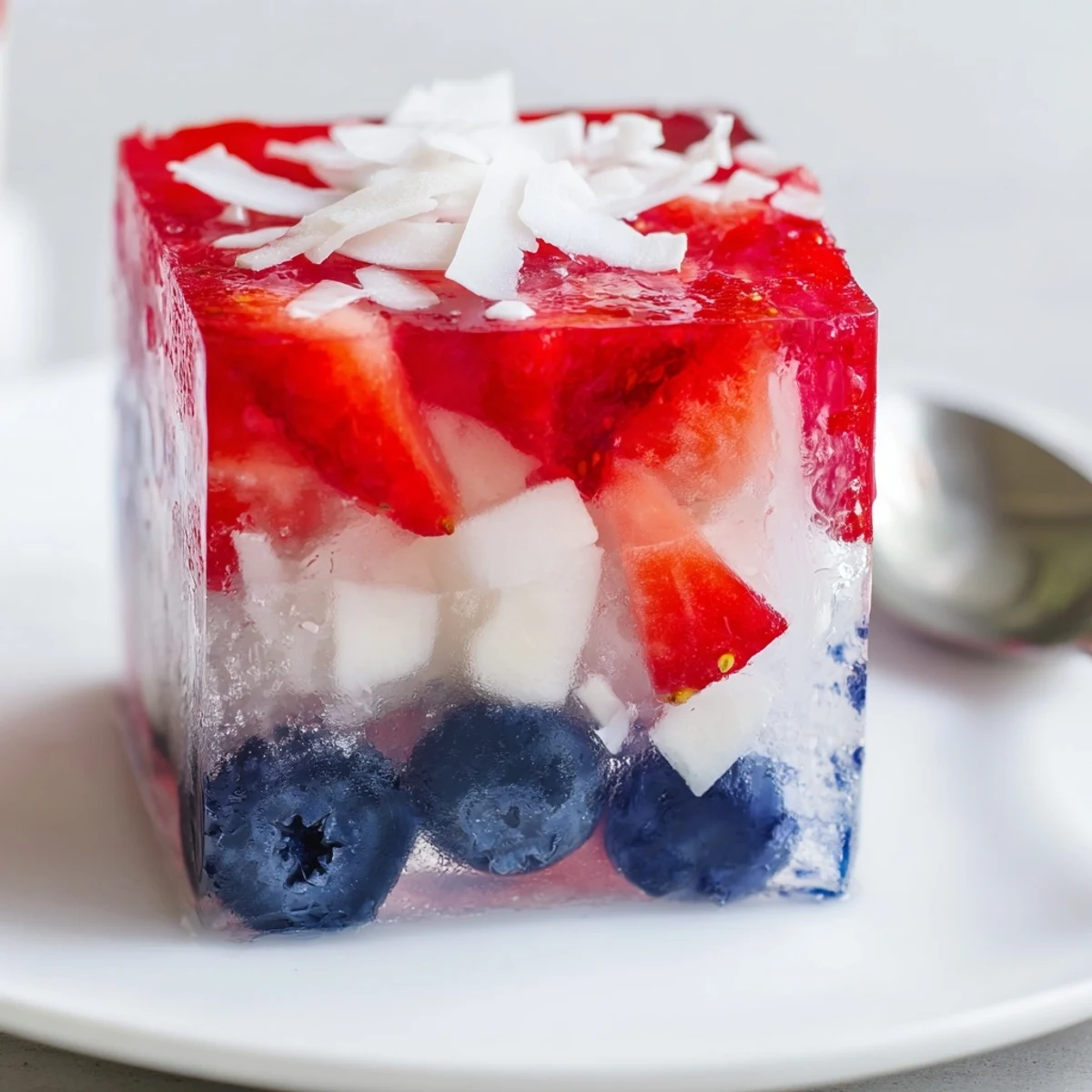 Homestyle Red White And Blue Ice Cubes Recipe layered berries and creamy coconut