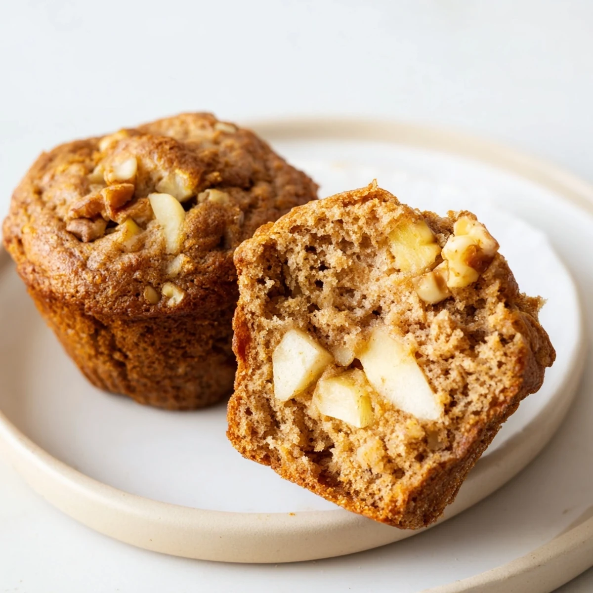 A breakfast tray of fluffy Healthy Apple Cinnamon Greek Yogurt Muffins.