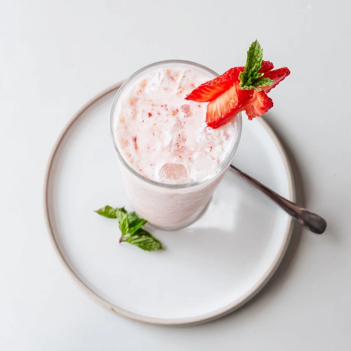Quick vegan Strawberry Coconut Cooler Recipe in chilled glasses, creamy, sweet, tropical sip.