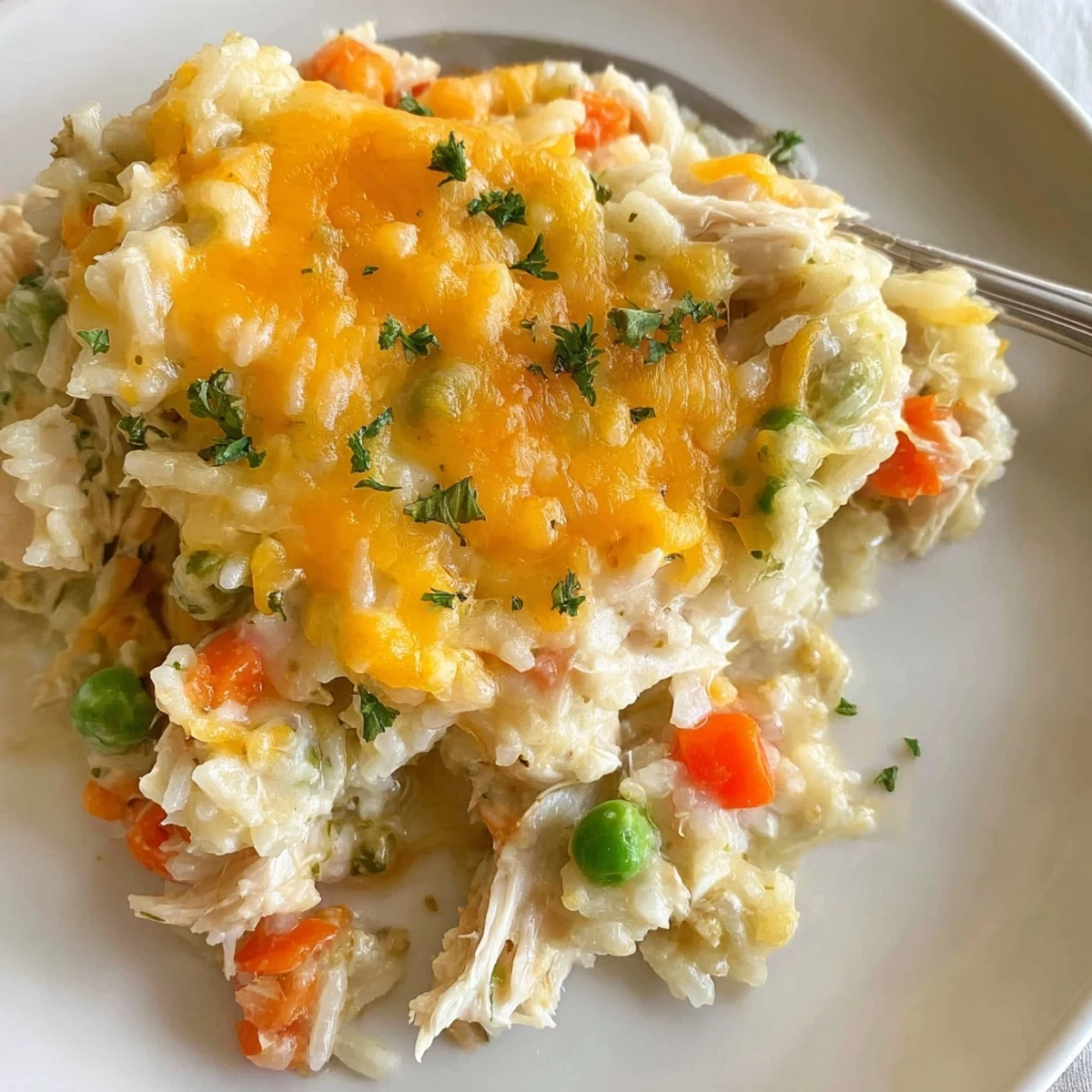 Creamy Chicken And Rice Casserole Bake With Cheese Delight bubbling golden, cheesy aroma.