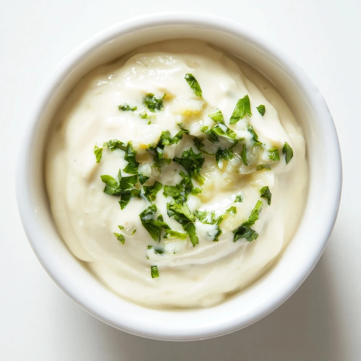 Thick white sauce with lime and jalapeño ready to complement grilled meats and seafood