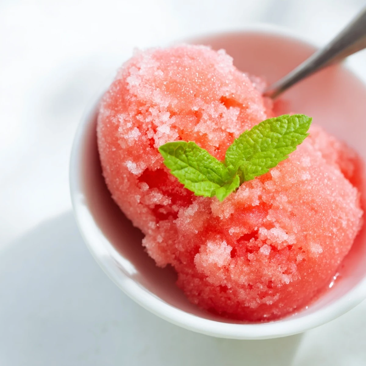 Refreshing frozen watermelon sorbet dessert with smooth texture and vibrant pink summer color