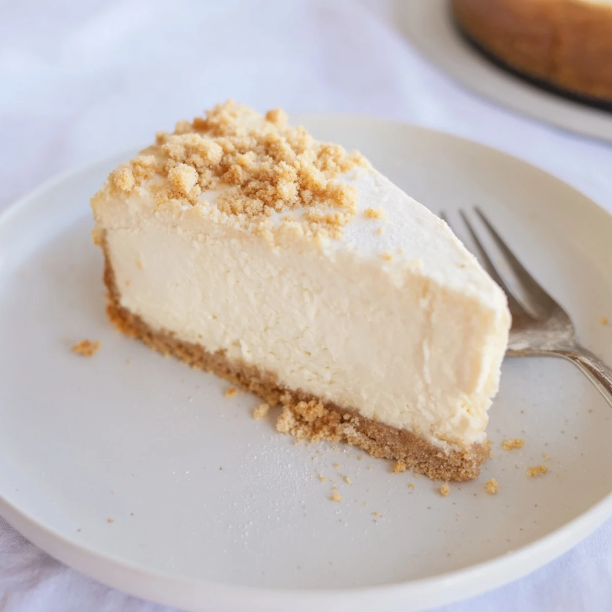 Classic Cheesecake with graham cracker crust, creamy center, served with berries