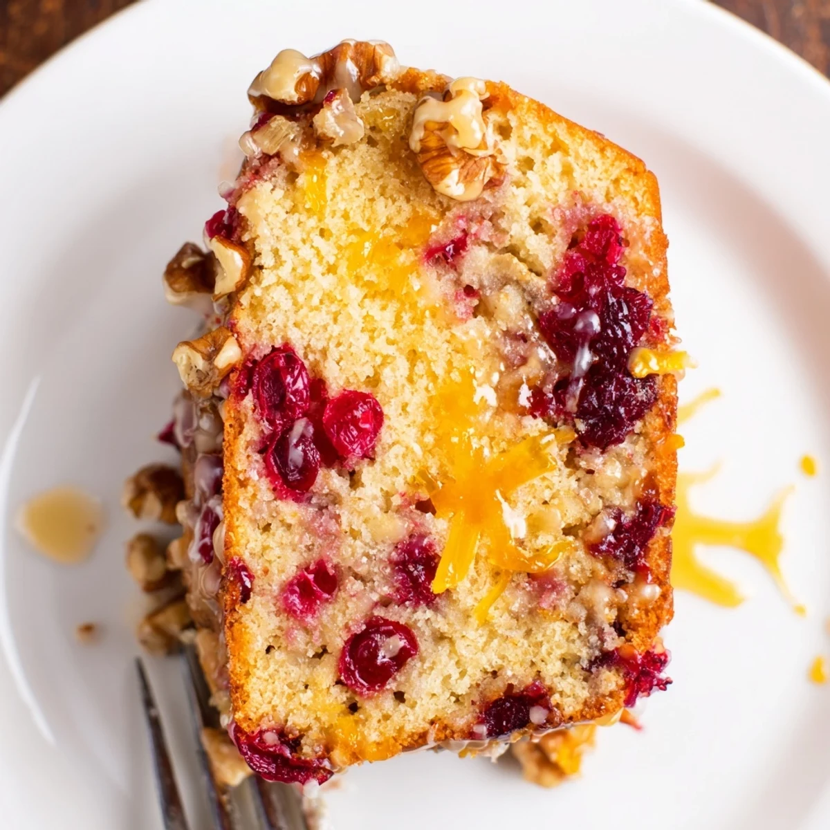 Warm Cranberry Orange Bread served with melting butter, bright citrus scent