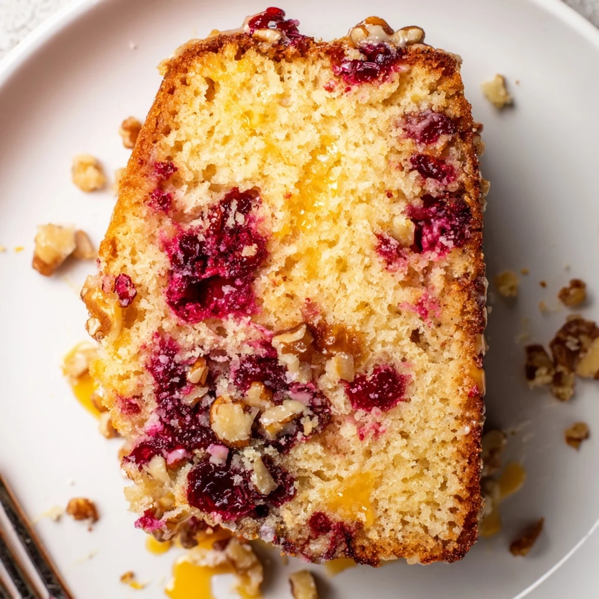 Cranberry Orange Bread loaf sliced on rack, zesty aroma and juicy cranberries
