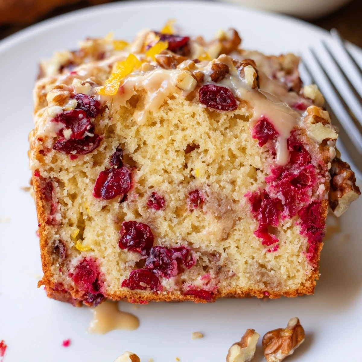Homestyle Cranberry Orange Bread studded with tart berries, perfect breakfast slices